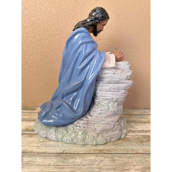 Black Jesus Praying in Garden of Gethsemane Heavy Ceramic Religious Decor 12" - Picture 3 of 10